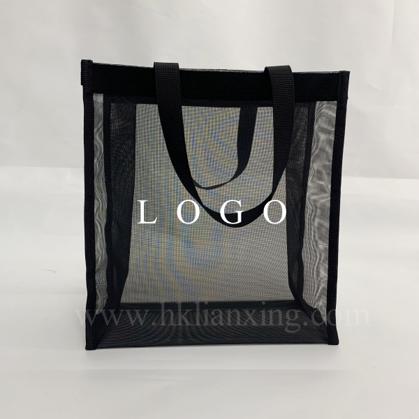 Fashion Organza Bags Black Shopping Bags for Promotion with Custom Logo