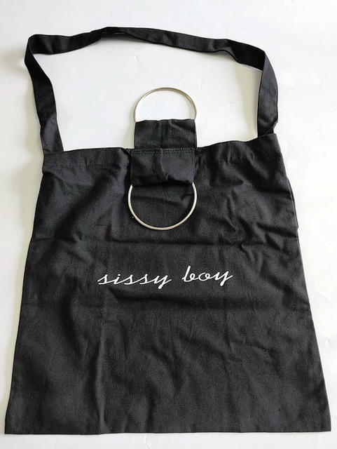 Black Cotton Bag with White Logo