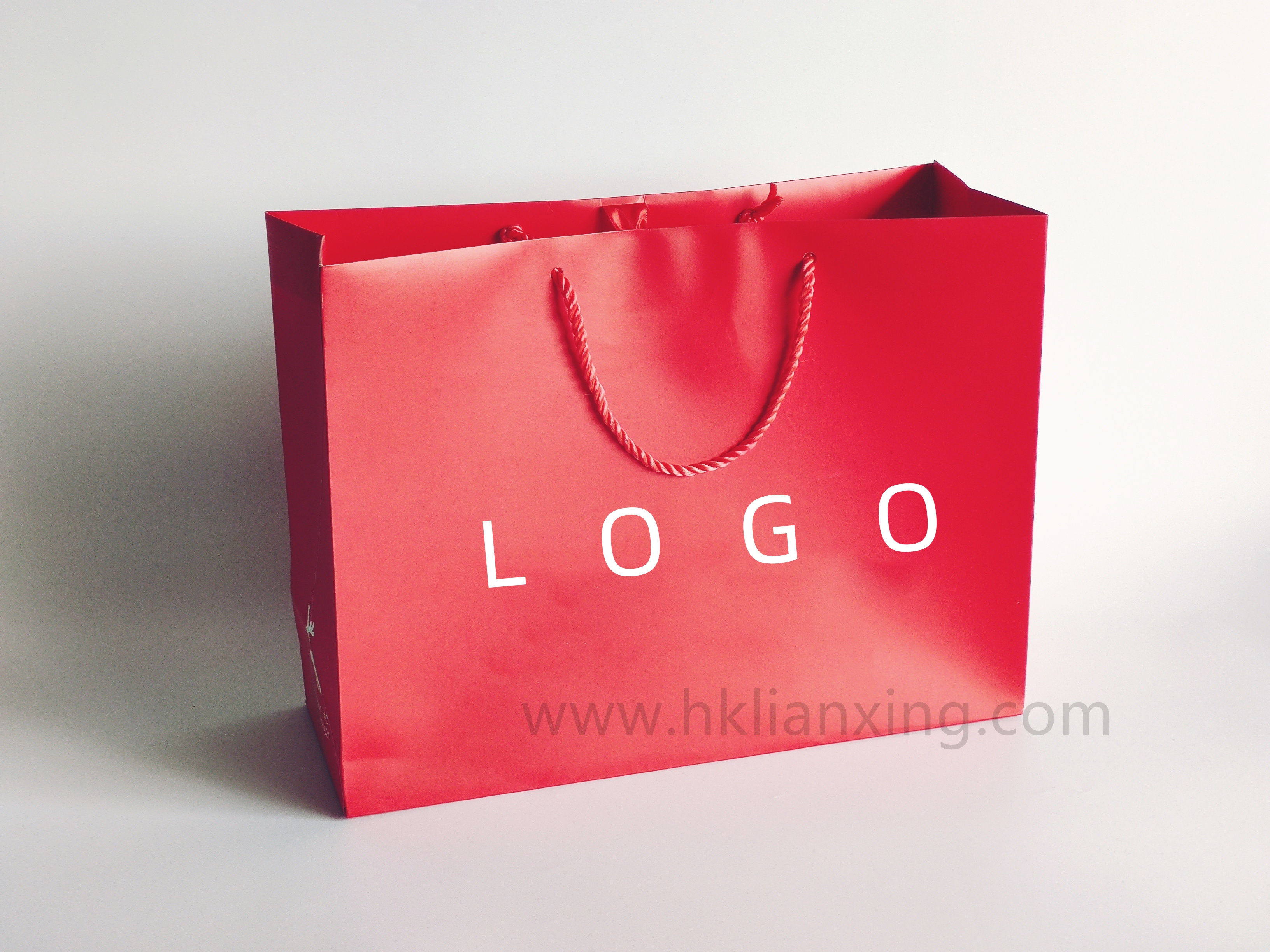 Coated Paper Red Apparel Paper Bag