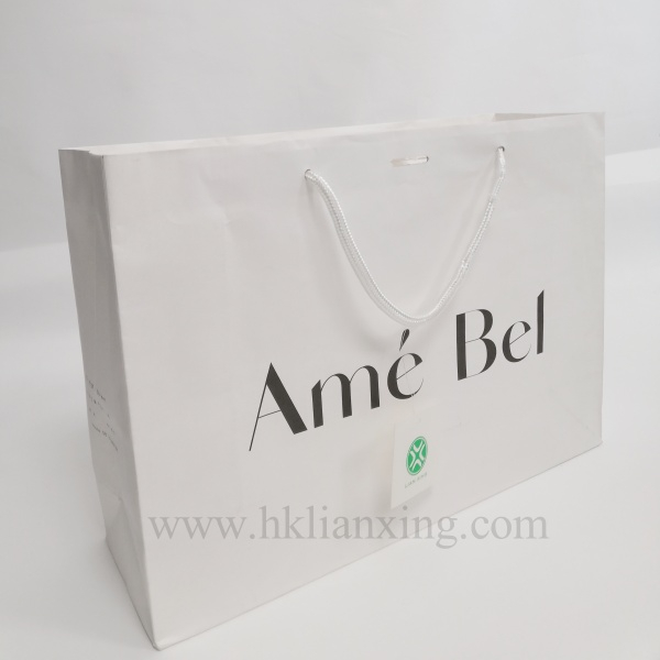 Custom Logo White Kraft Paper with Special Embossing Paper Bag