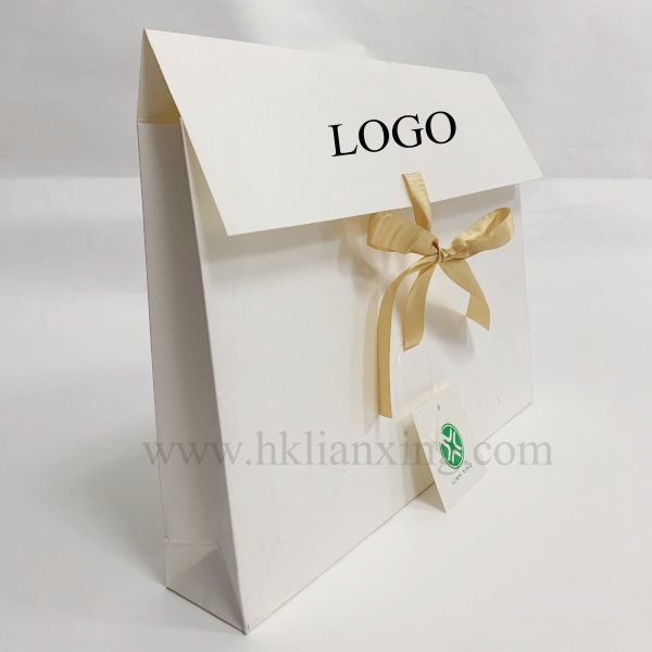 Customized LOGO White Kraft Paper Envelope Paper Bag with Ribbon