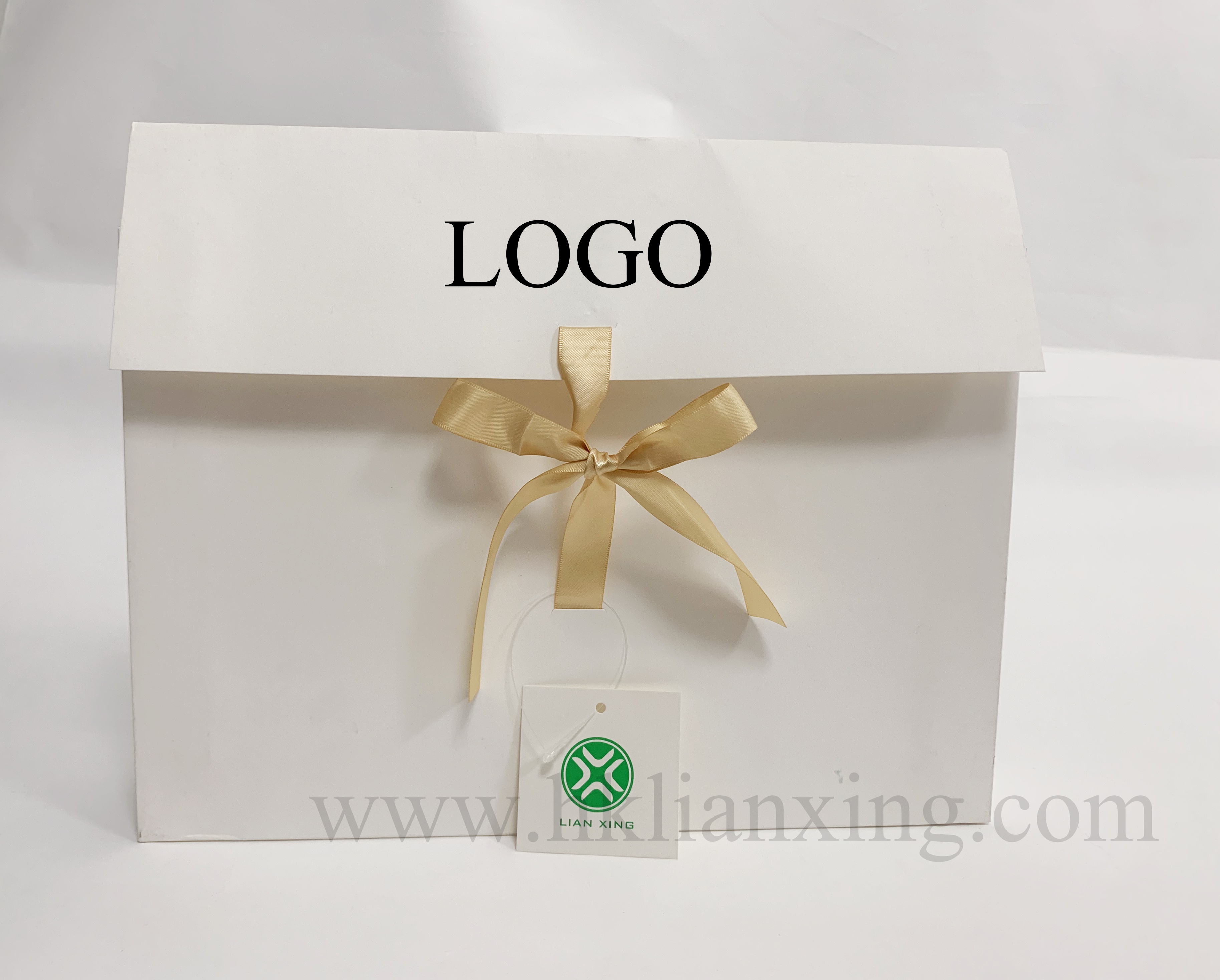 Customized LOGO White Kraft Paper Envelope Paper Bag with Ribbon