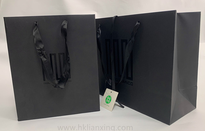 Fashion Black Cardboard Specialty Paper Bag with Custom LOGO