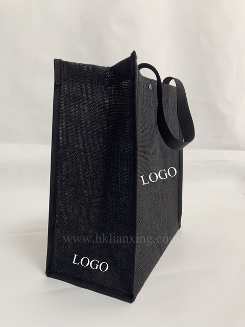 Jute Bag Fashional Shopping Tote Black Linen Bag for Promotion