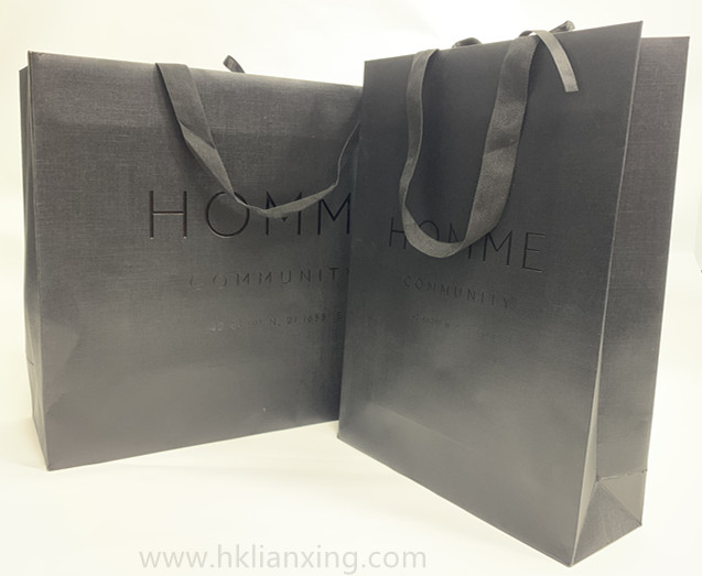Custom LOGO Specialty Black Paper Bag with Embossing